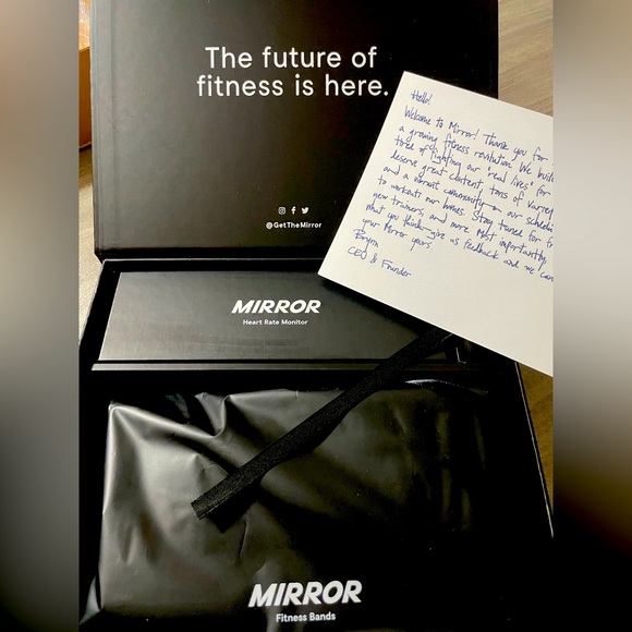 Mirror welcome kit w heart rate monitor, fitness bands, box, stickers BNIB - Picture 1 of 4